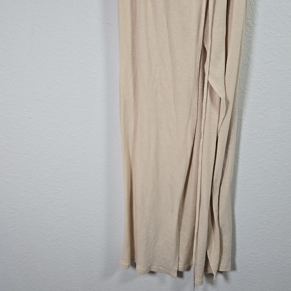 FREE PEOPLE Beach Lilo Wrap Beige Midi Dress Sz M - Picture 8 of 11